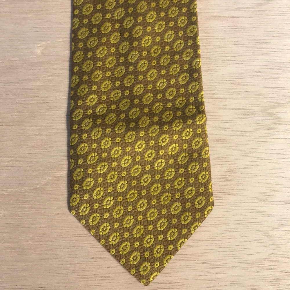 Vintage Wembley Gold & Brown Geometric Necktie | 3.75” Wide | Mid-Century Style